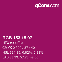 Color code: RGB 153 15 97 | qconv.com