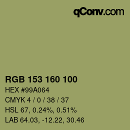 Color code: RGB 153 160 100 | qconv.com