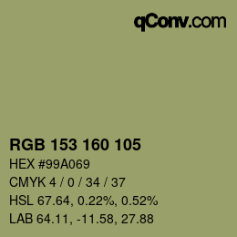 Color code: RGB 153 160 105 | qconv.com