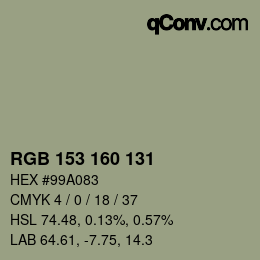 Color code: RGB 153 160 131 | qconv.com