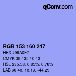 Color code: RGB 153 160 247 | qconv.com