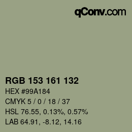 Código de color: RGB 153 161 132 | qconv.com