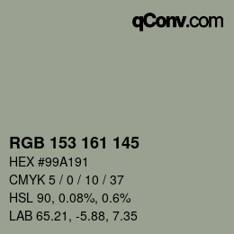 Color code: RGB 153 161 145 | qconv.com