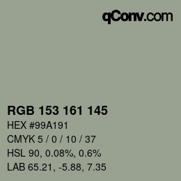 Color code: RGB 153 161 145 | qconv.com