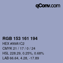 Código de color: RGB 153 161 194 | qconv.com