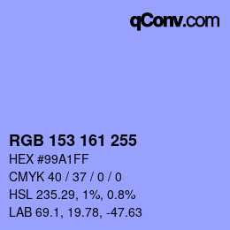 Color code: RGB 153 161 255 | qconv.com