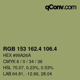 カラーコード: RGB 153 162.4 106.4 | qconv.com