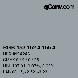 カラーコード: RGB 153 162.4 166.4 | qconv.com