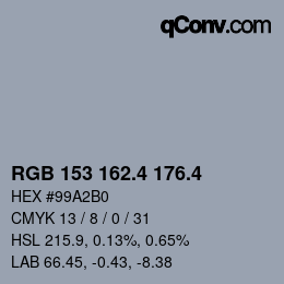 カラーコード: RGB 153 162.4 176.4 | qconv.com