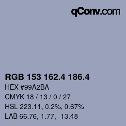 カラーコード: RGB 153 162.4 186.4 | qconv.com