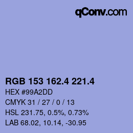 カラーコード: RGB 153 162.4 221.4 | qconv.com