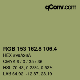 カラーコード: RGB 153 162.8 106.4 | qconv.com