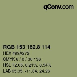カラーコード: RGB 153 162.8 114 | qconv.com