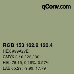 カラーコード: RGB 153 162.8 126.4 | qconv.com