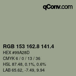 カラーコード: RGB 153 162.8 141.4 | qconv.com