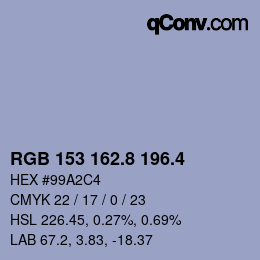 カラーコード: RGB 153 162.8 196.4 | qconv.com