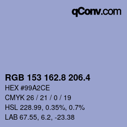 カラーコード: RGB 153 162.8 206.4 | qconv.com