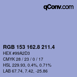 カラーコード: RGB 153 162.8 211.4 | qconv.com