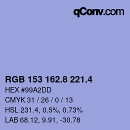 カラーコード: RGB 153 162.8 221.4 | qconv.com