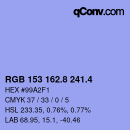 カラーコード: RGB 153 162.8 241.4 | qconv.com