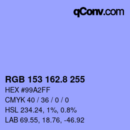Color code: RGB 153 162.8 255 | qconv.com