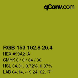 カラーコード: RGB 153 162.8 26.4 | qconv.com