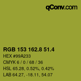カラーコード: RGB 153 162.8 51.4 | qconv.com