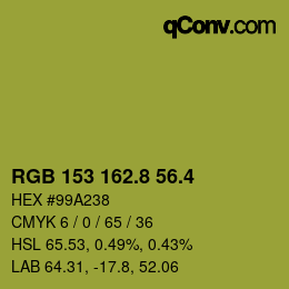 カラーコード: RGB 153 162.8 56.4 | qconv.com