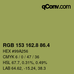 カラーコード: RGB 153 162.8 86.4 | qconv.com