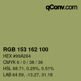 Color code: RGB 153 162 100 | qconv.com