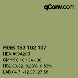 カラーコード: RGB 153 162 107 | qconv.com