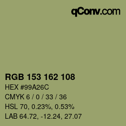 Color code: RGB 153 162 108 | qconv.com