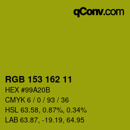 カラーコード: RGB 153 162 11 | qconv.com