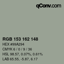 Color code: RGB 153 162 148 | qconv.com