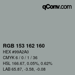 Color code: RGB 153 162 160 | qconv.com