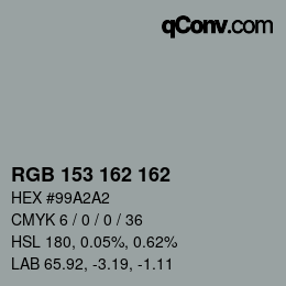 カラーコード: RGB 153 162 162 | qconv.com