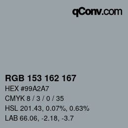 Farbcode: RGB 153 162 167 | qconv.com