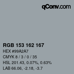 カラーコード: RGB 153 162 167 | qconv.com