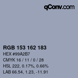 カラーコード: RGB 153 162 183 | qconv.com