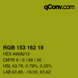 カラーコード: RGB 153 162 19 | qconv.com