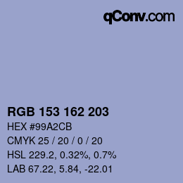 Color code: RGB 153 162 203 | qconv.com