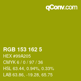 Color code: RGB 153 162 5 | qconv.com
