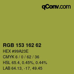 Color code: RGB 153 162 62 | qconv.com