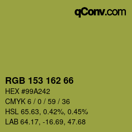 カラーコード: RGB 153 162 66 | qconv.com
