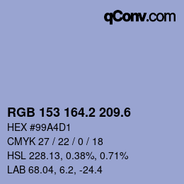 カラーコード: RGB 153 164.2 209.6 | qconv.com