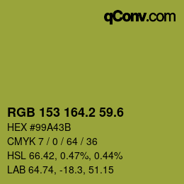 カラーコード: RGB 153 164.2 59.6 | qconv.com