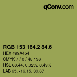カラーコード: RGB 153 164.2 84.6 | qconv.com