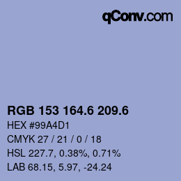 カラーコード: RGB 153 164.6 209.6 | qconv.com