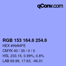 カラーコード: RGB 153 164.6 254.6 | qconv.com