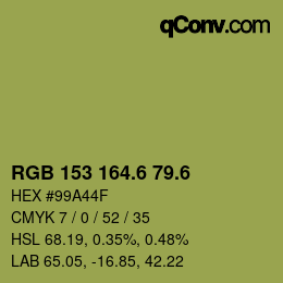 カラーコード: RGB 153 164.6 79.6 | qconv.com